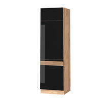 KÜCHENSCHRANK Fame-Line Schwarz Eiche hochglanz 60 cm - Honigeiche/Schwarz Hochglanz, Holzwerkstoff (60/206.8/58.1cm) - Vicco