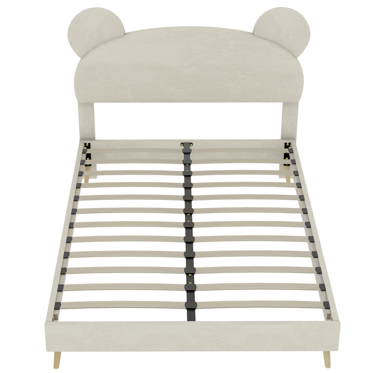 KINDERBETT 90/200 cm DE-35497 mit Bärenohr-Kopfteil Beige - Beige, Metall (90/200cm) - ComfortXL
