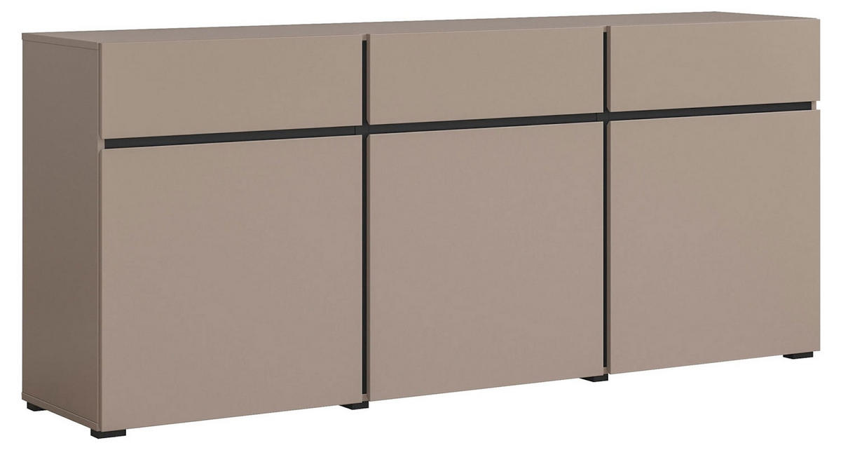 SIDEBOARD Cross Congo / Schwarz 180 / 40 / 78,3cm - Beige/Schwarz, Holz/Holzwerkstoff (180/40/79cm) - Feldmann-Wohnen