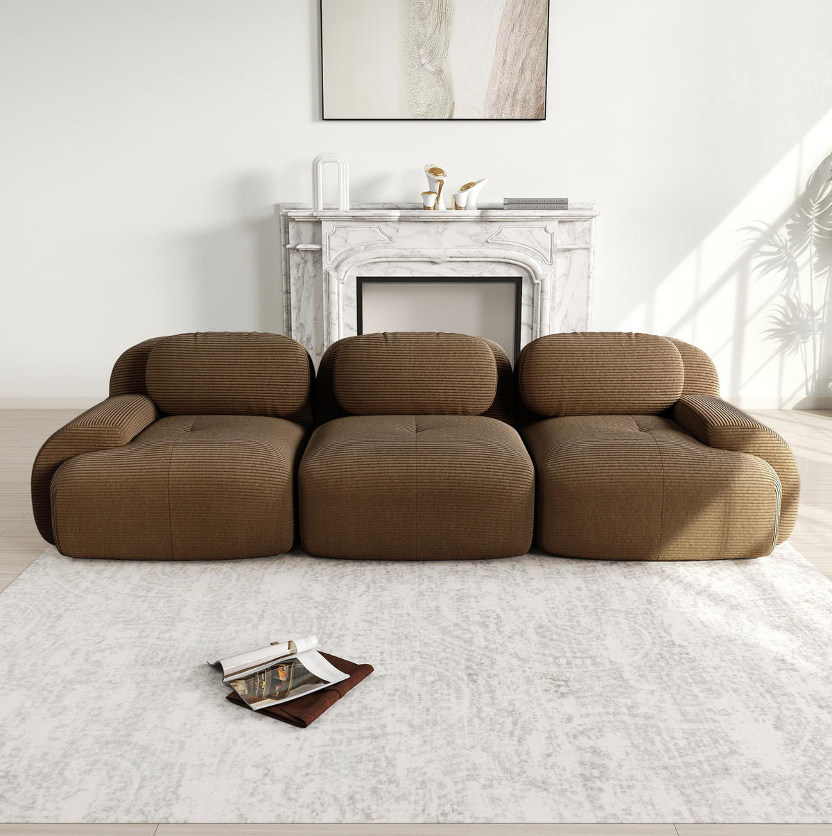 SOFA modular rahmenlos Cord Brown - Braun, Kunststoff (103/75/298cm) - Meubliv