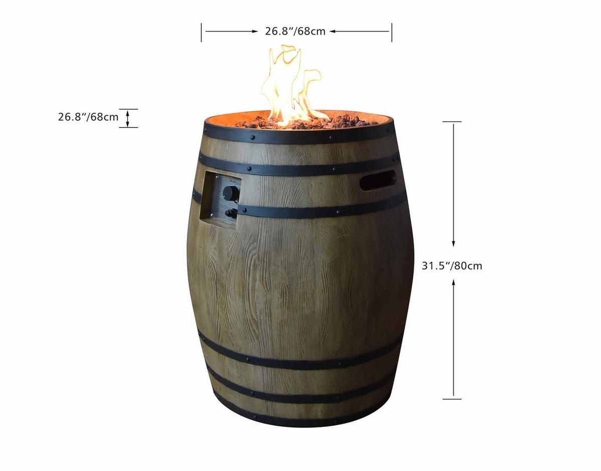 FEUERSTELLE Porvoo in Holzfass-Optik aus Faserbeton - Zwetschgeholzfarben, Stein (68/80/68cm) - Elementi