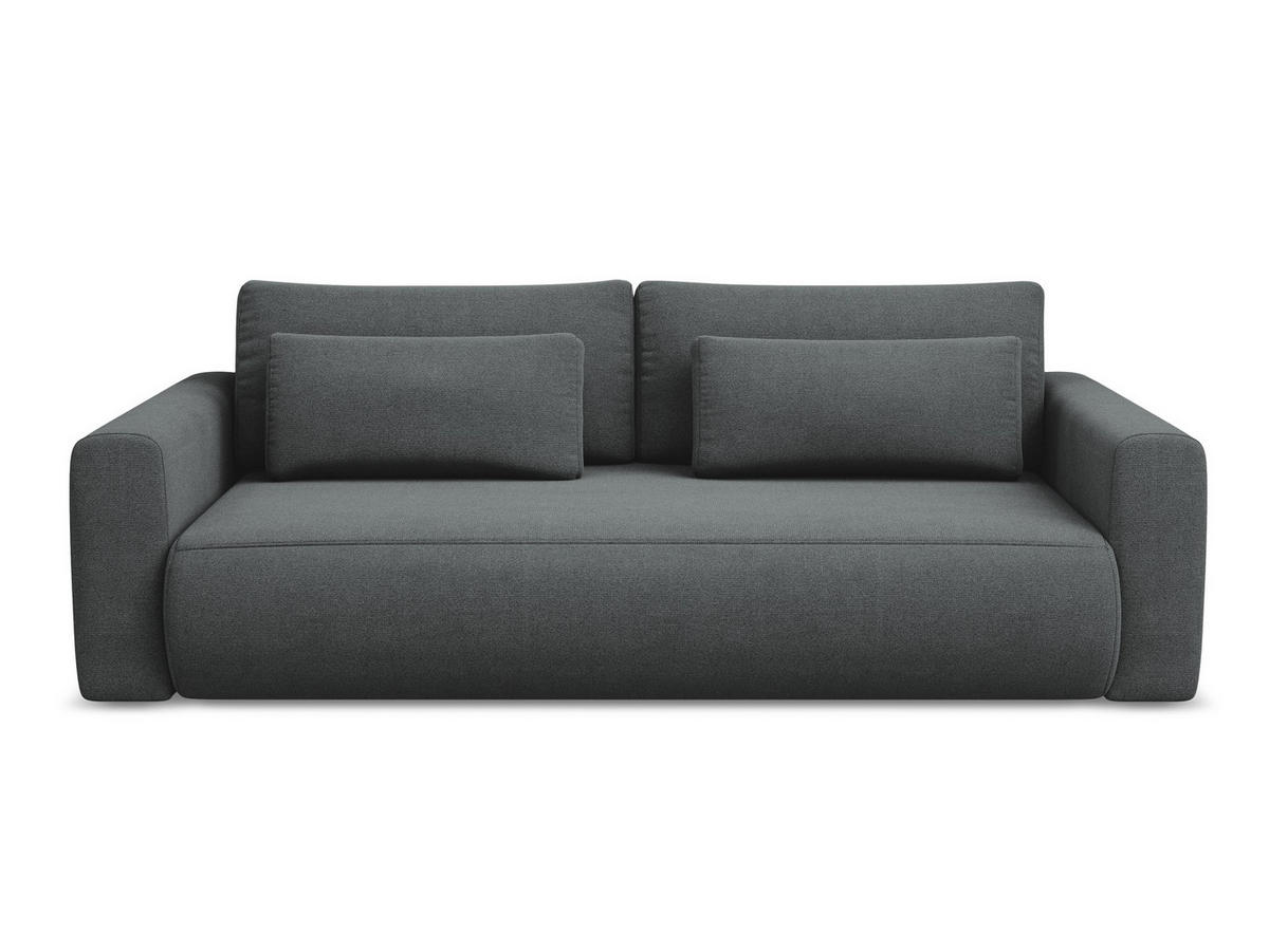 3-SITZER SOFA mit Schlaffunktion Strukturstoff Stoff Grau - Schwarz/Grau, Kunststoff/Textil (238/82/105cm) - Makamii