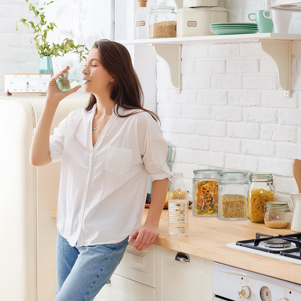 6XVORRATSGLAS - Transparent, Glas/Kunststoff (9.5/14.5/9.5cm) - Relaxdays