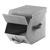 AUFBEWAHRUNGSBOX mit Deckel und Klappdeckel - L19 cm - Grau, Karton (35/24/19cm) - Calicosy