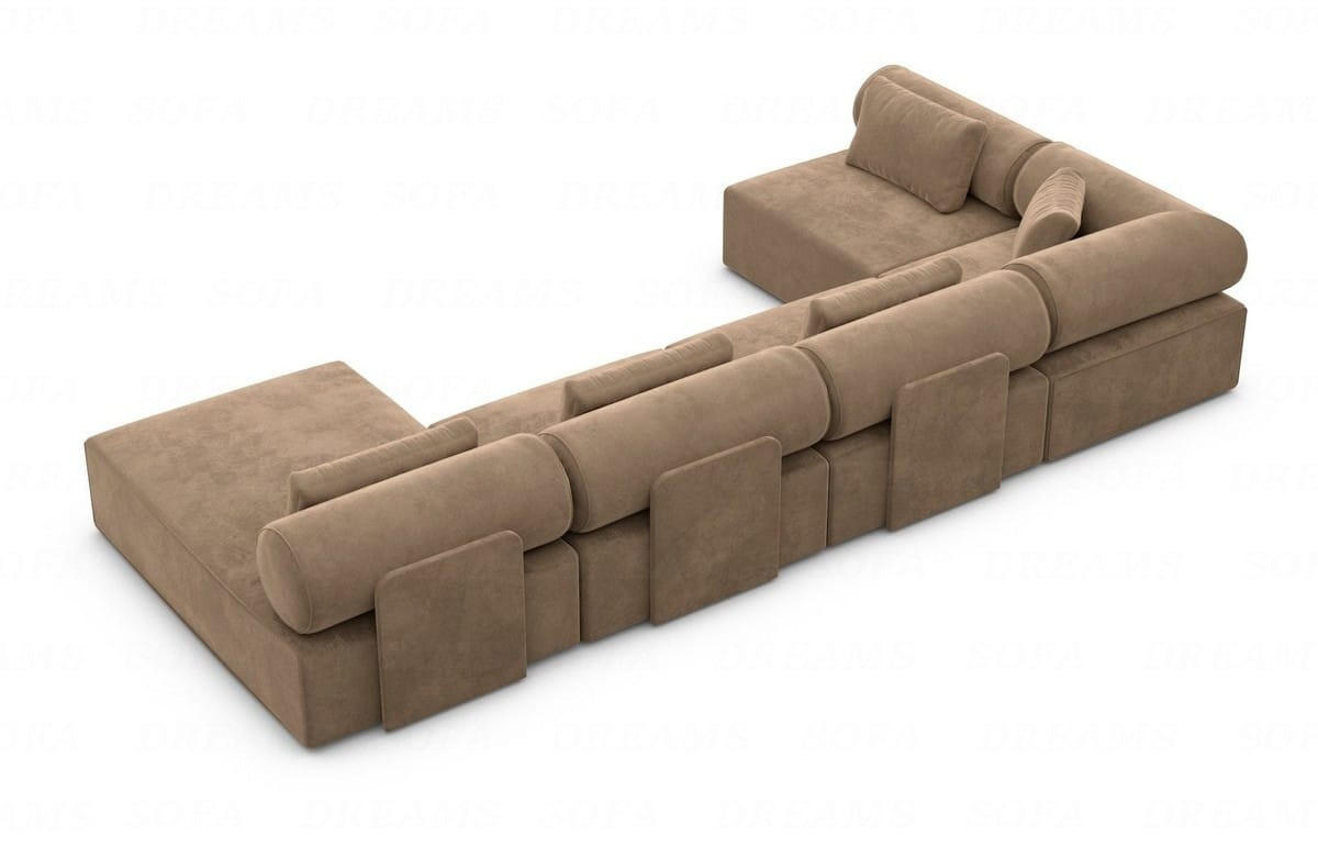 WOHNLANDSCHAFT Cipriani Braun Samtstoff - Braun, Kunststoff (400/77/200cm)
