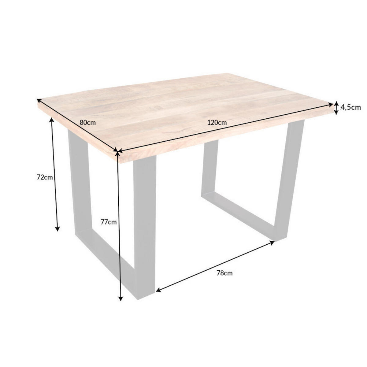 ESSTISCH IRON CRAFT Mangoholz Schwarz 120 cm - Schwarz/Braun, Holz/Metall (80/120/77cm) - riess-ambiente