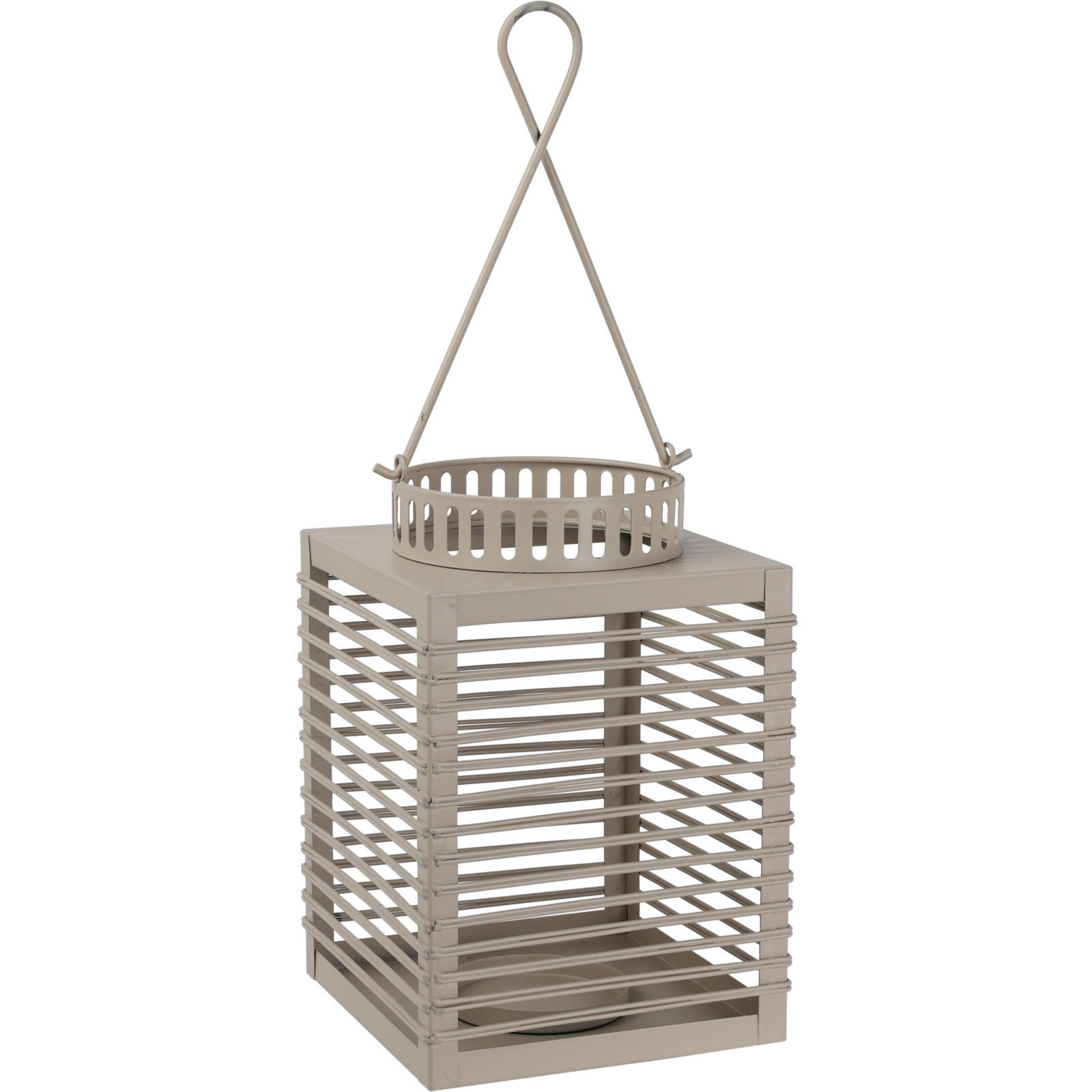 LATERNE Metall mit dekorativem Griff - Grau, Metall (15.5/24/15.5cm) - Home Styling Collection