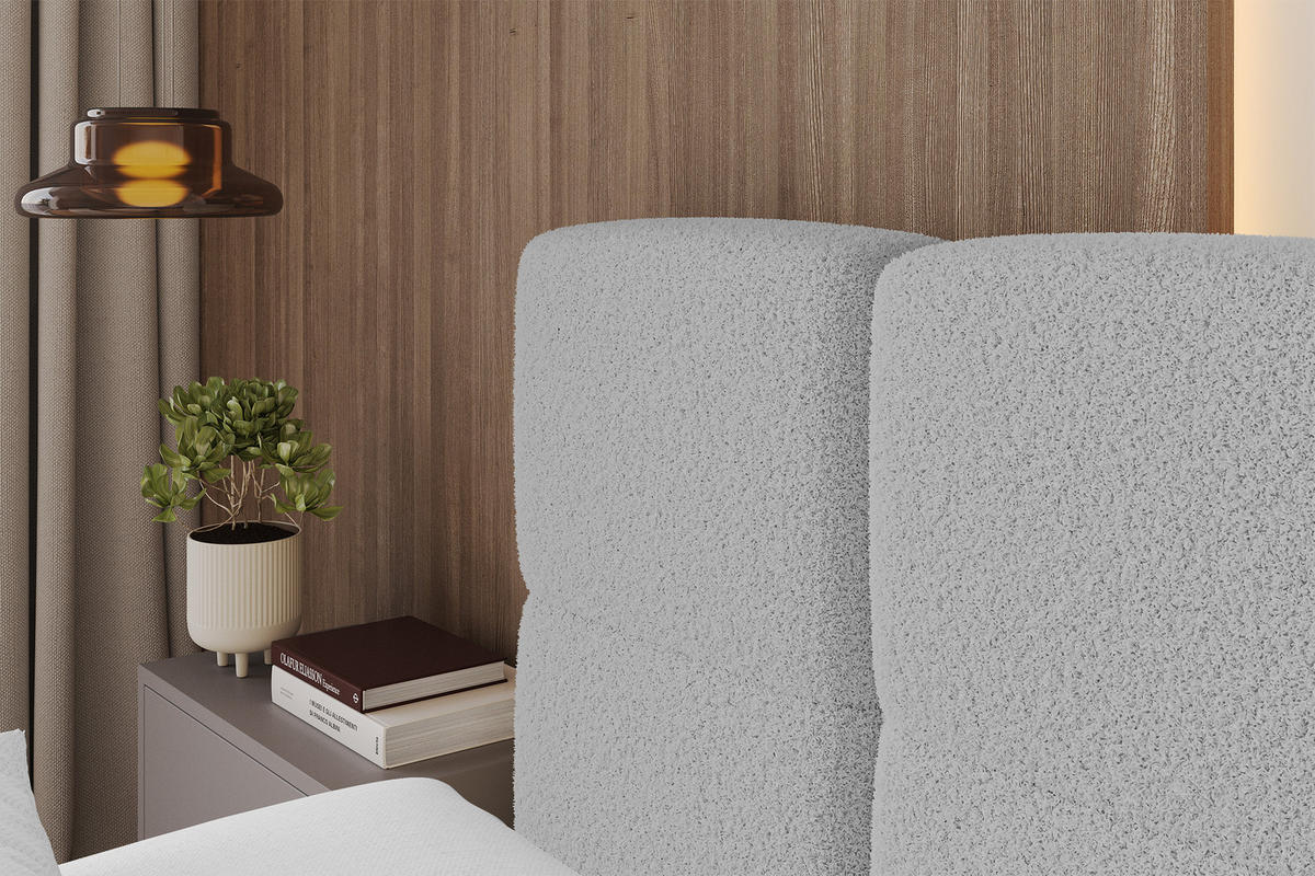 POLSTERBETT mit Bettkasten und Lattenrost mit Matratze H3/H4, Kopfteil, Boxbett, mit Stauraum - NATA-Z 160x200 Hellgrau - Hellgrau, Holzwerkstoff/Textil (160/200cm) - ALTDECOR