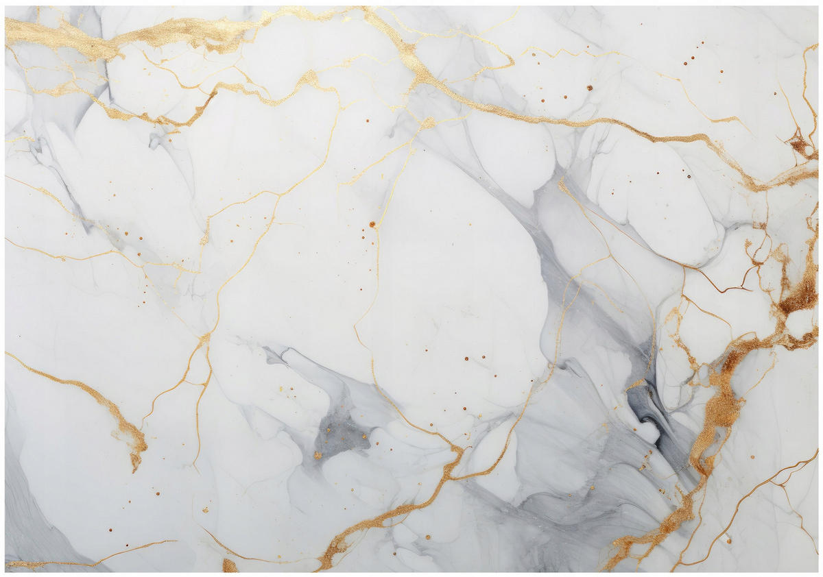 FOTOTAPETE Marmor Abstraktion Gold Weiß Wohnzimmer Vliestapete 150x105 - Grau, Papier (150/105cm) - Wallarena