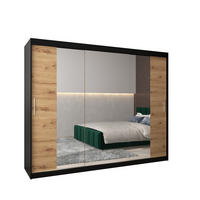 SCHWEBETÜRENSCHRANK 200/250/62 3-türig - Silberfarben/Schwarz, Holz/Kunststoff (250/200/62cm) - Abiks Möbel