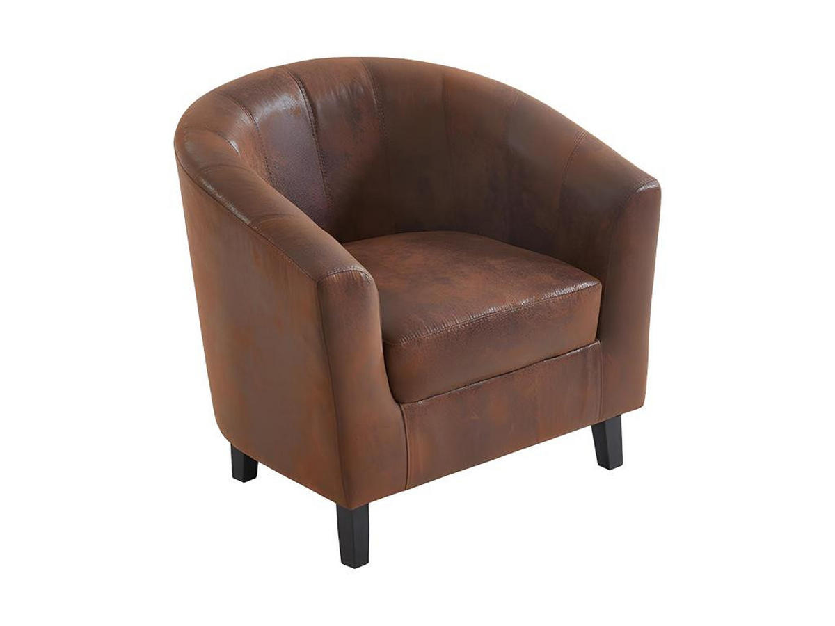 LOUNGE-SESSEL - Microfaser - Braun - CRISTOBAL II - Braun, Textil (71/76/78cm) - Vente-Unique