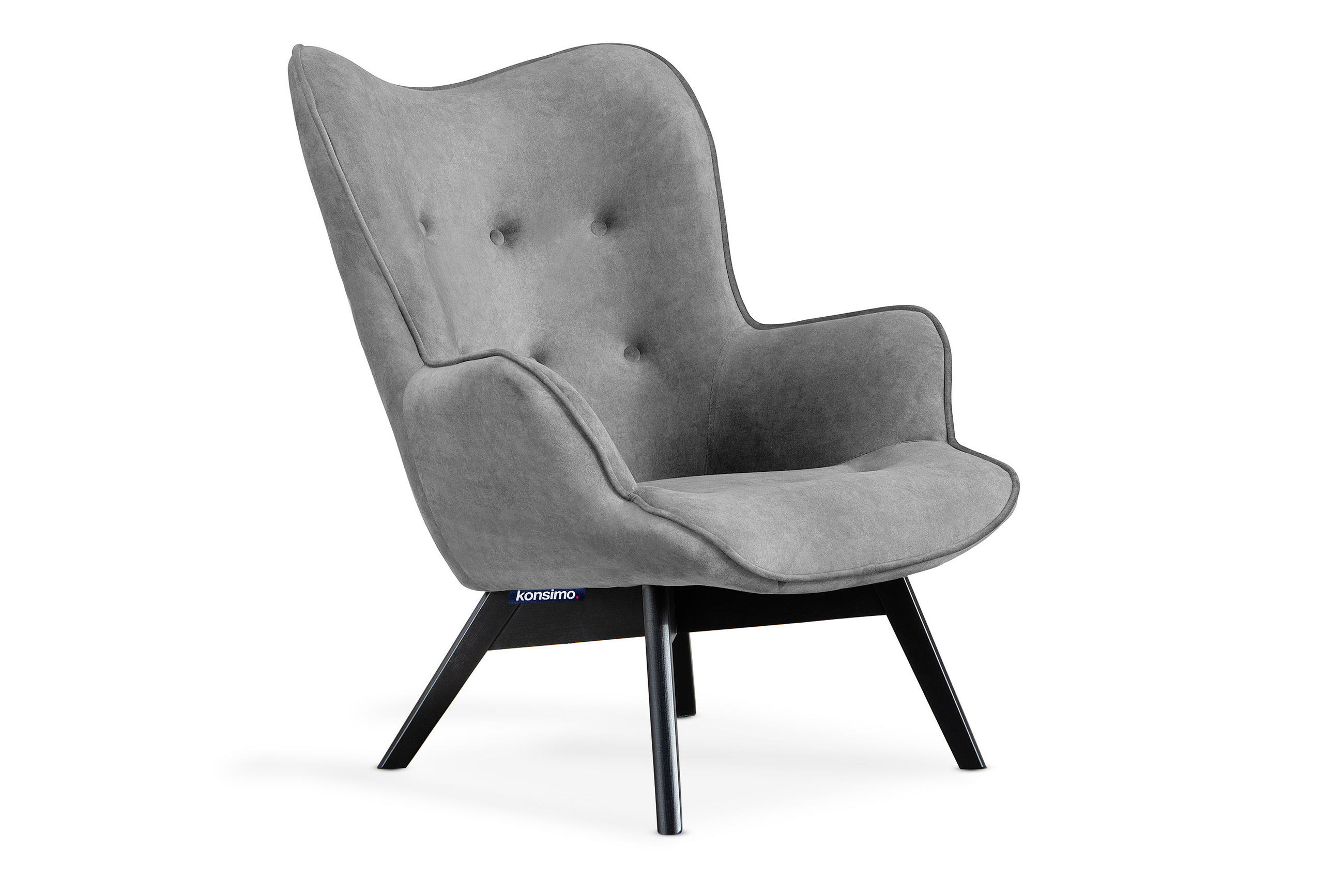 SESSEL GLORI mit Armlehnen, Grau - Schwarz/Grau, Holz/Textil (78/94/88cm) - KONSIMO®