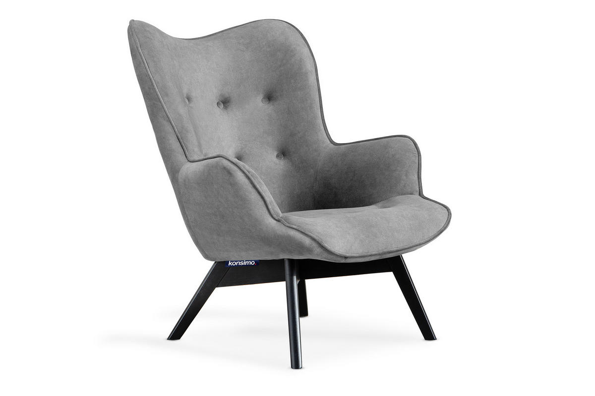 SESSEL GLORI mit Armlehnen, Grau - Schwarz/Grau, Holz/Textil (78/94/88cm) - KONSIMO®