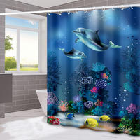 DUSCHVORHANG Delfin 3D bedruckt Polyester wasserdicht schimmelresistent waschbar Badezimmer - Multicolor, Textil (180/180cm) - MCBOSON