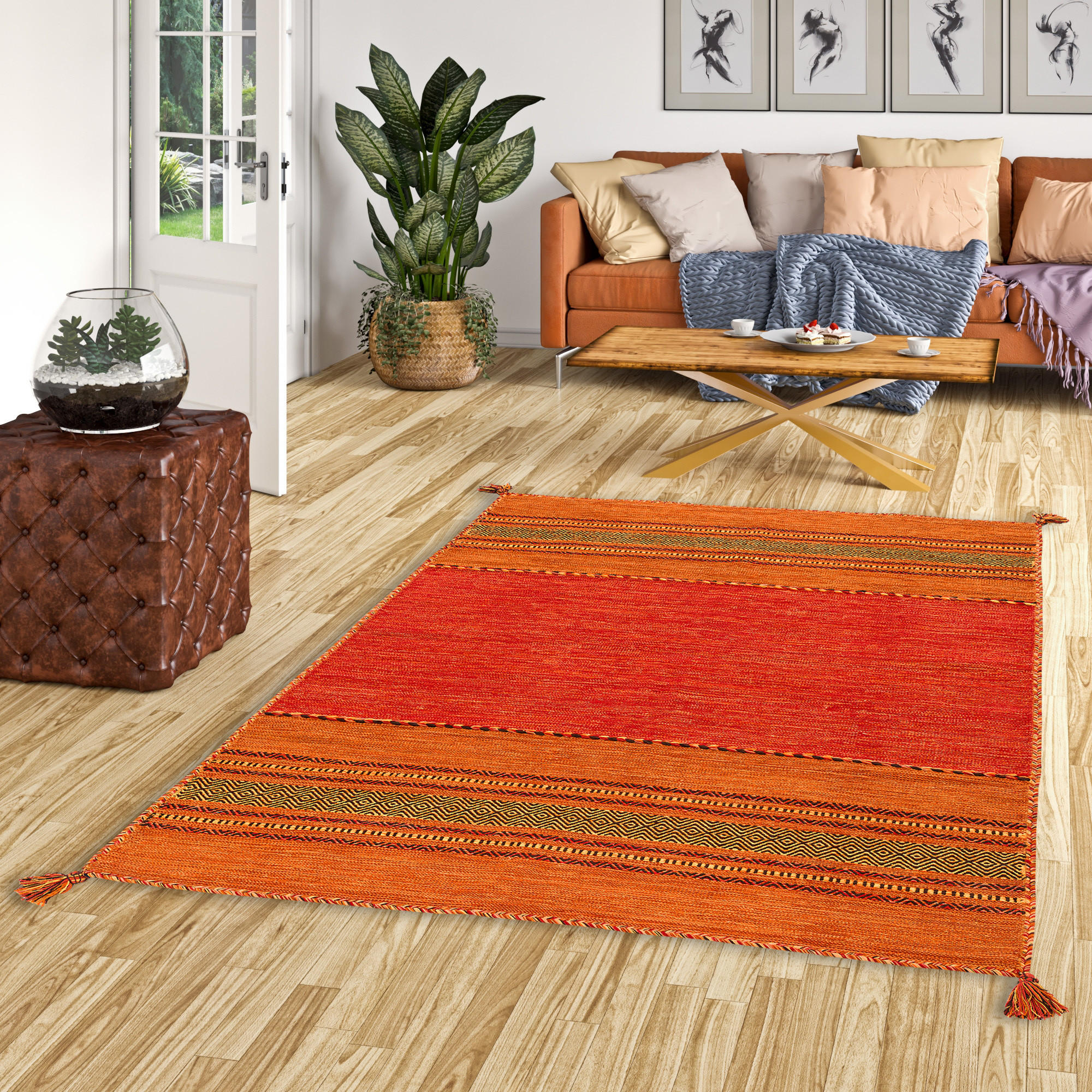 NATUR TEPPICH KELIM NAVARRO - Terracotta, Textil (90/160cm) - Pergamon