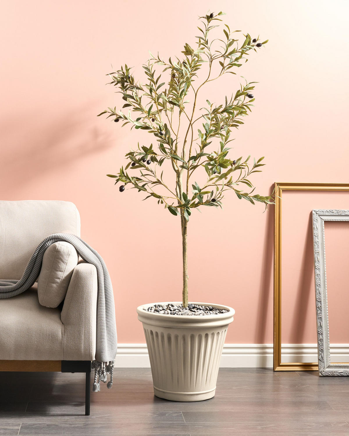 BLUMENTOPF Beige Maize - Beige, Kunststoff (39cm) - Beliani