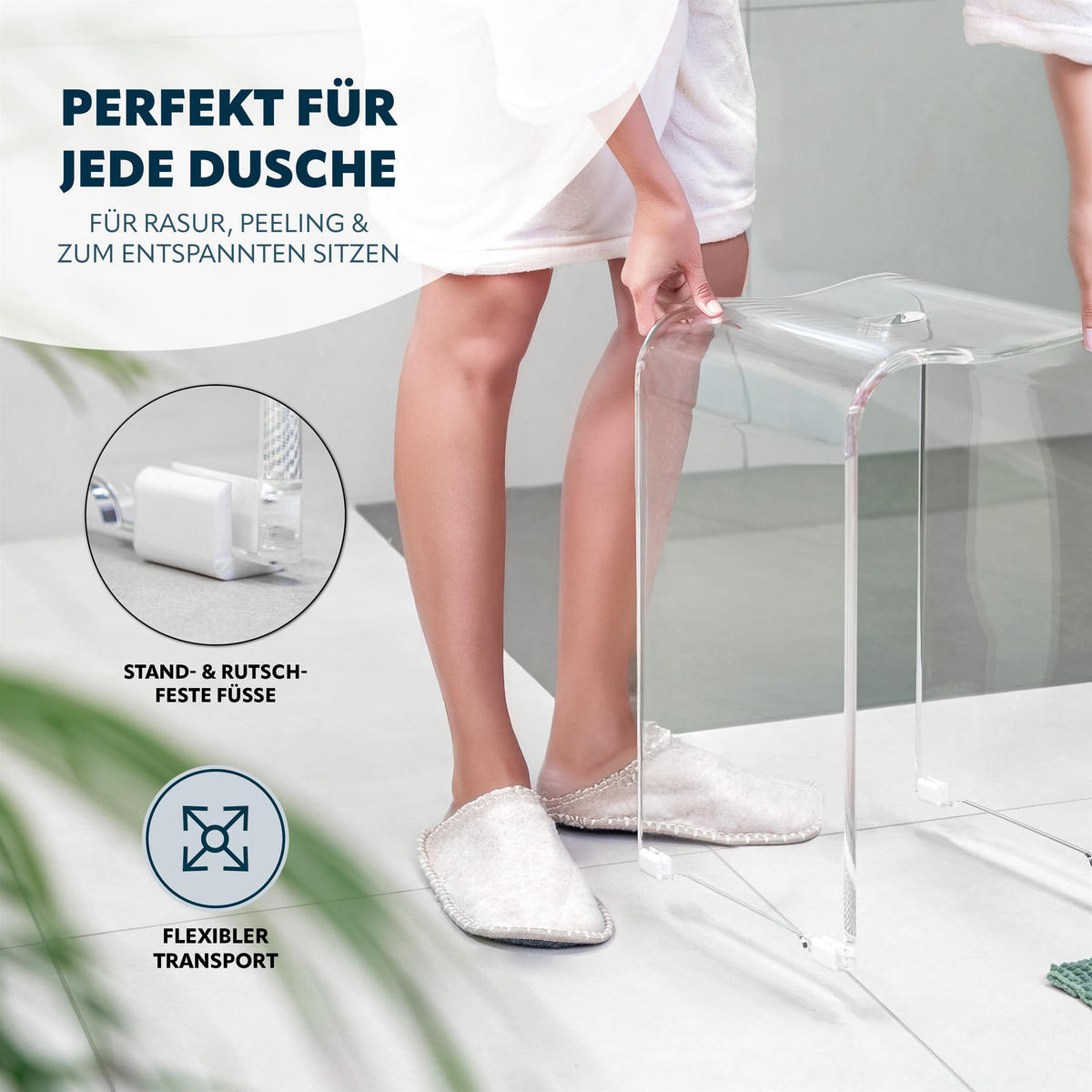 DUSCHHOCKER, transparent, Kunststoff - Transparent, Kunststoff (32/48.5/27cm) - bremermann