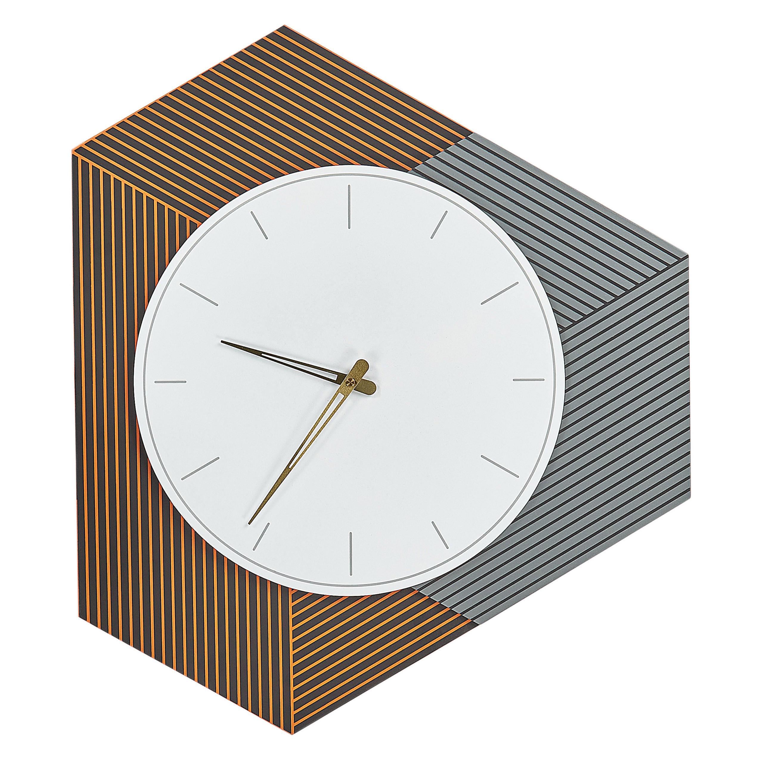 WANDUHR Weiß/Orange/Grau Sailon - Weiß/Orange, Holzwerkstoff (52/60/1cm) - Beliani