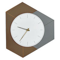 WANDUHR Weiß/Orange/Grau Sailon - Weiß/Orange, Holzwerkstoff (52/60/1cm) - Beliani