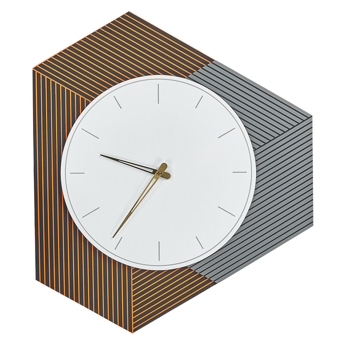 WANDUHR Weiß/Orange/Grau Sailon - Weiß/Orange, Holzwerkstoff (52/60/1cm) - Beliani