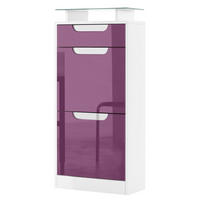 SCHUHSCHRANK Fiesta Brombeer Hochglanz / Weiß Hochglanz - Brombeere, Holzwerkstoff (46/104/23cm) - Vladon