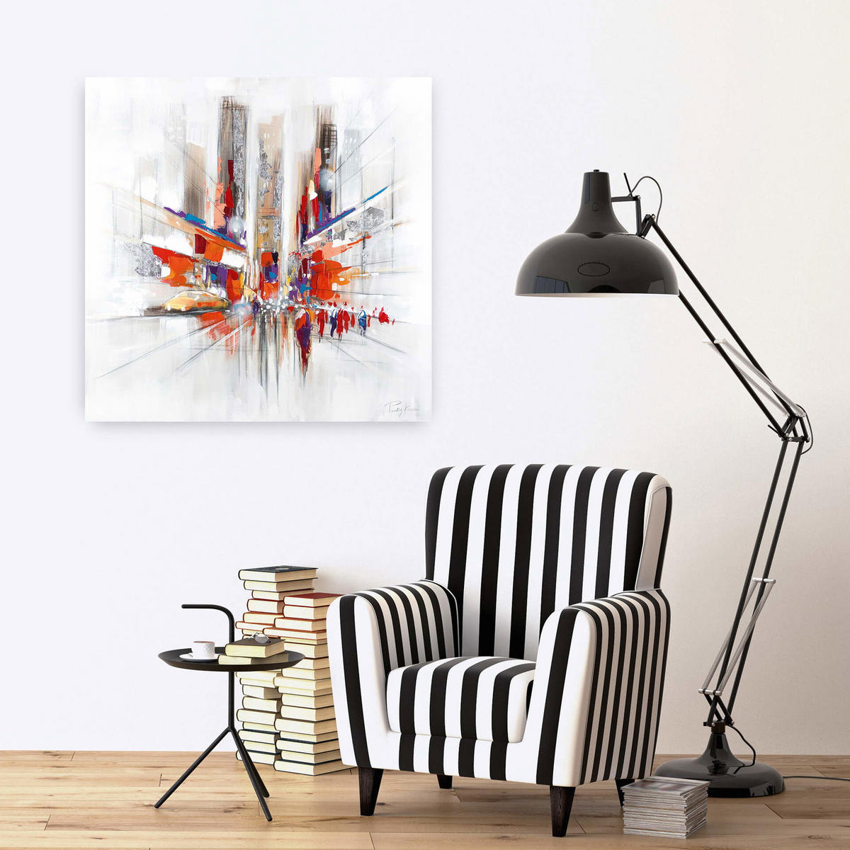 ÖLGEMÄLDE 80/80 cm - Silberfarben, Holz/Textil (1.6/80cm) - KUNSTLOFT