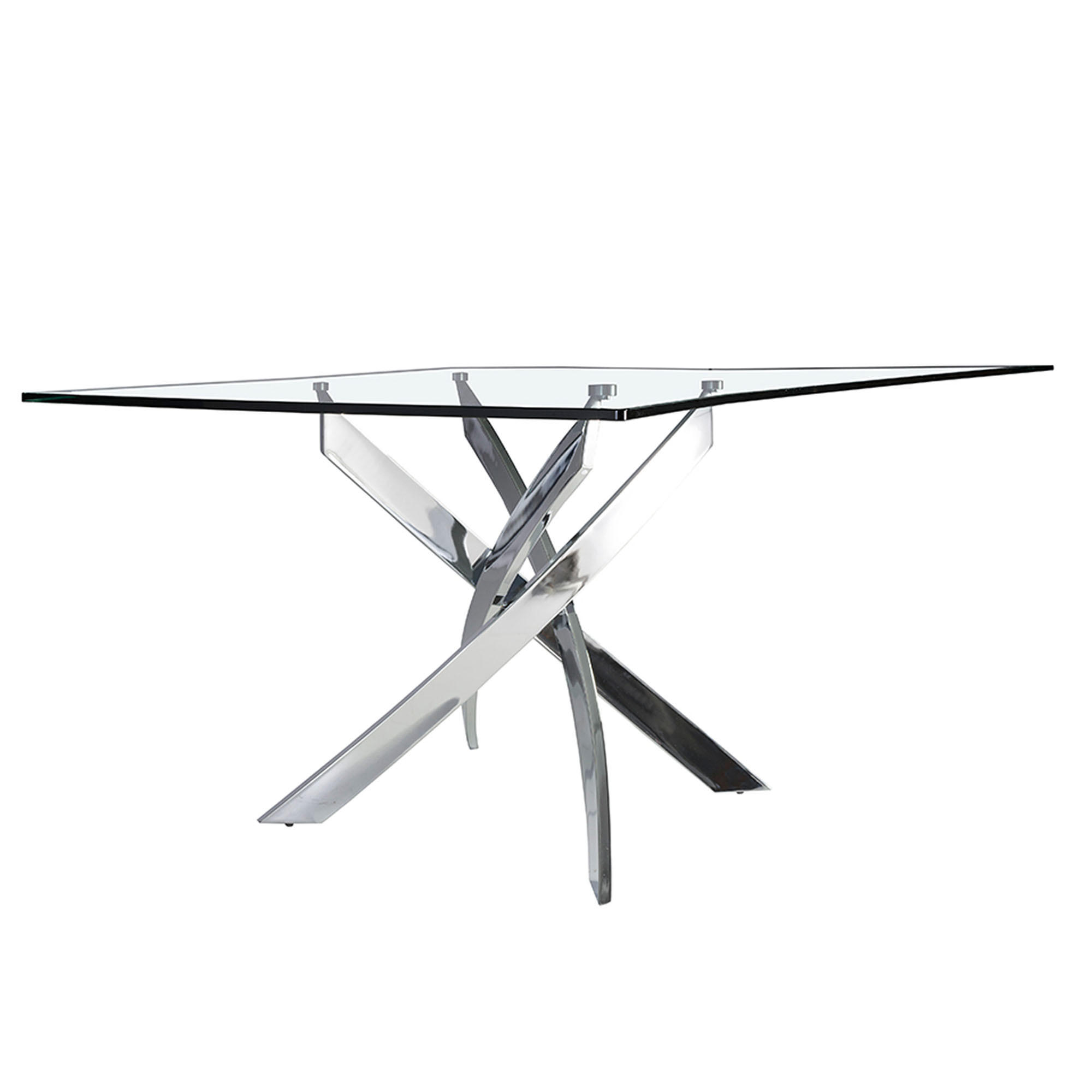 ESSTISCH Rechteckig Glas Stahl 150/95/75 cm - Edelstahlfarben/Transparent, Metall (95/150/75cm) - ANGEL CERDA