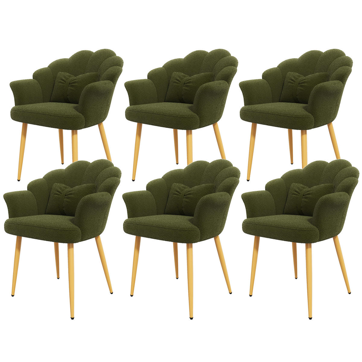 ARMLEHNSTUHL-SET 6 Stück, Blütenblatt-Design, DE-42136, Grün - Grün, Holzwerkstoff (65.5/85/64cm) - ComfortXL