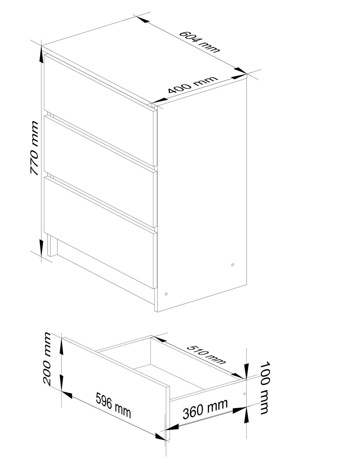 KOMMODE Weiß 60x40x77 cm - Weiß, Holzwerkstoff (60/77/40cm) - Akord