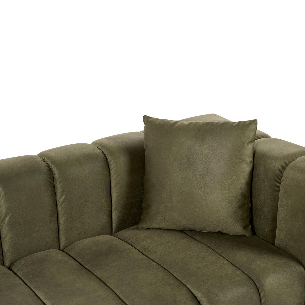 CHAISELONGUE Samtstoff olivgrün rechtsseitig Lannils - Schwarz/Grün, Textil (156/67/76cm) - Beliani