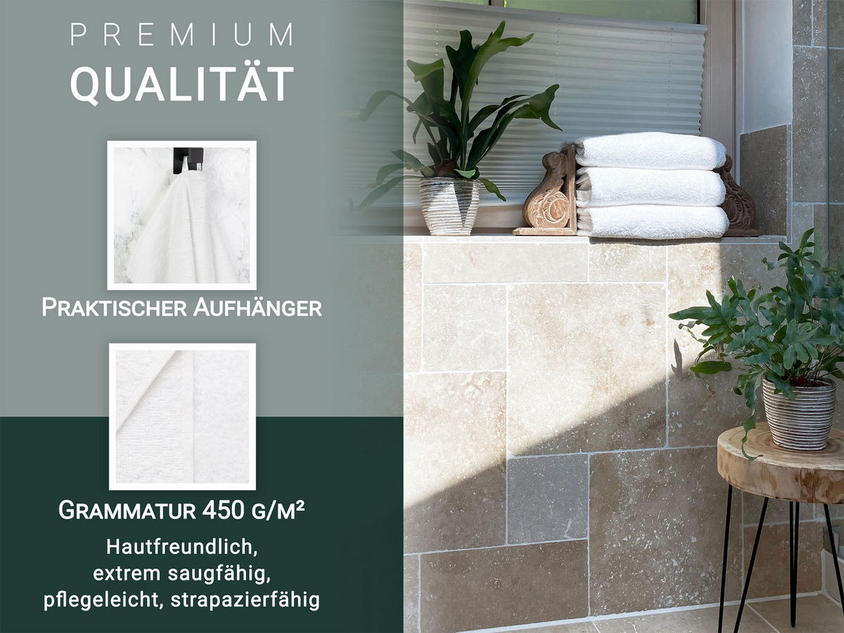 BADETUCH, 5er-Set, 100x150 cm, 100% Baumwolle, Weiß - Weiß, Textil (100/150cm) - Zollner