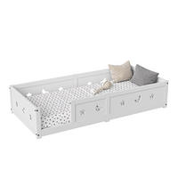 KINDERBETT 90x200 cm Massivholz Lattenrost Stern Mond weiß - Weiß, Holz (90/200cm) - LEBENLANG