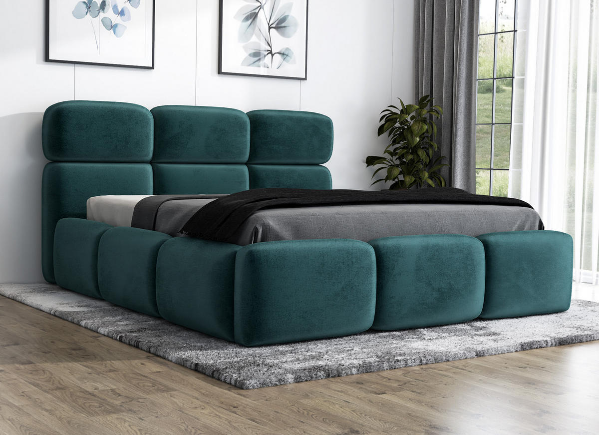 POLSTERBETT MAROKO 140x200 Mintgrün - Mintgrün, Textil (140/200cm) - A&J MöbelLand