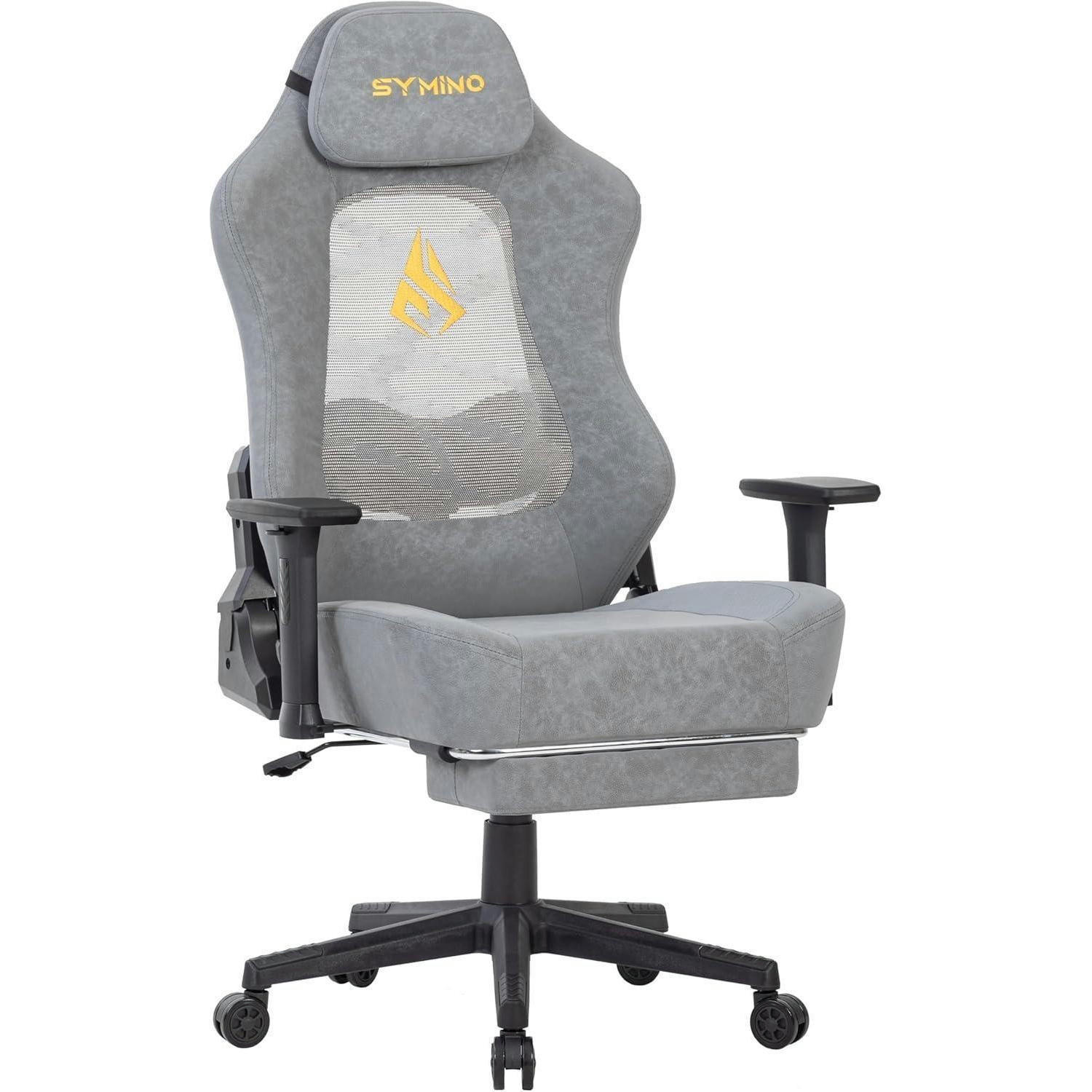 GAMING Stuhl mit atmungsaktiver Rückenlehne und 3D-Lendenwirbelstütze Grau - Grau, Kunststoff (54/135/58cm)