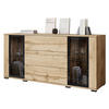 SIDEBOARD Caro SB 150 2D3S - Eiche Wotan/Schwarz, Holzwerkstoff/Kunststoff (150/70/40cm) - MIRJAN24