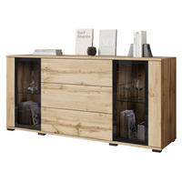 SIDEBOARD Caro SB 150 2D3S - Eiche Wotan/Schwarz, Holzwerkstoff/Kunststoff (150/70/40cm) - MIRJAN24