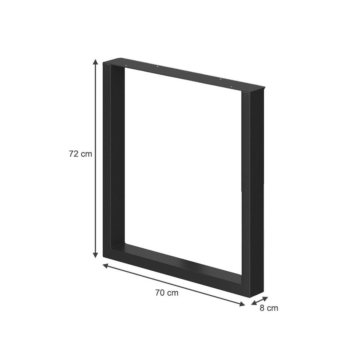 TISCHBEINE Schwarz 70 x 72 cm Quadratisch - Schwarz, Metall (70/72/8cm) - Vicco