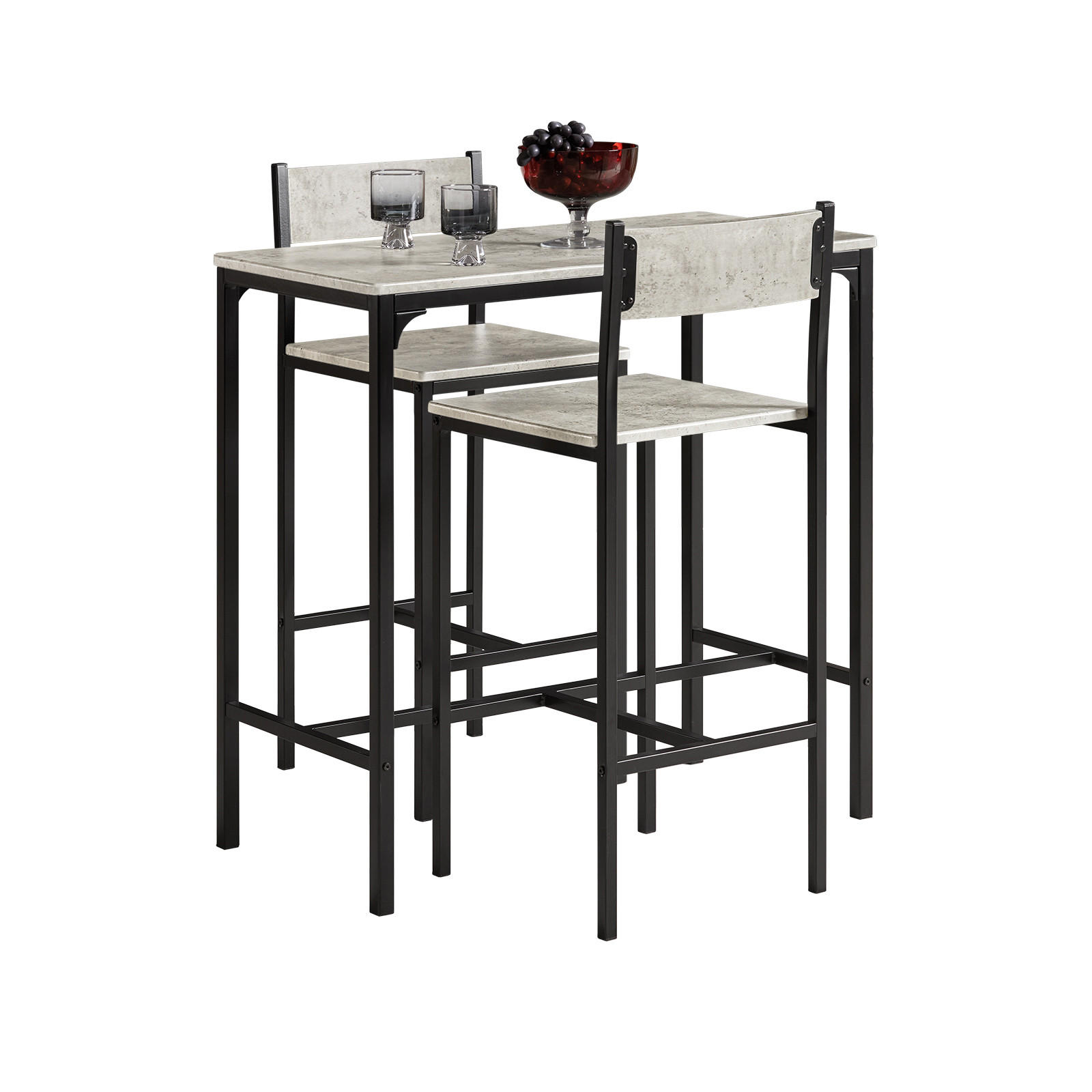 BARTISCH + 2 x BARSTÜHLE - Grau, Holzwerkstoff (89/87/45cm) - SoBuy