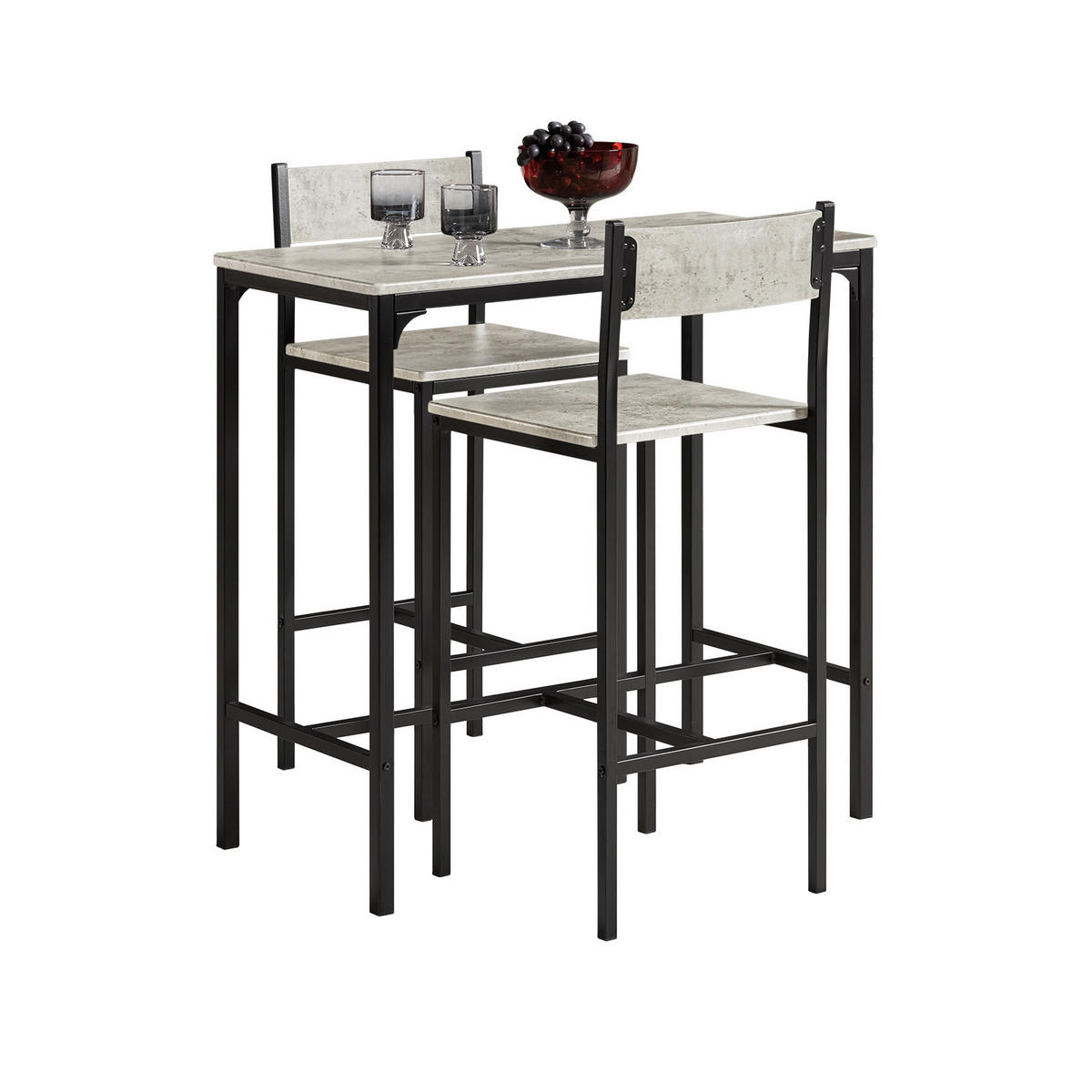 BARTISCH + 2 x BARSTÜHLE - Grau, Holzwerkstoff (89/87/45cm) - SoBuy