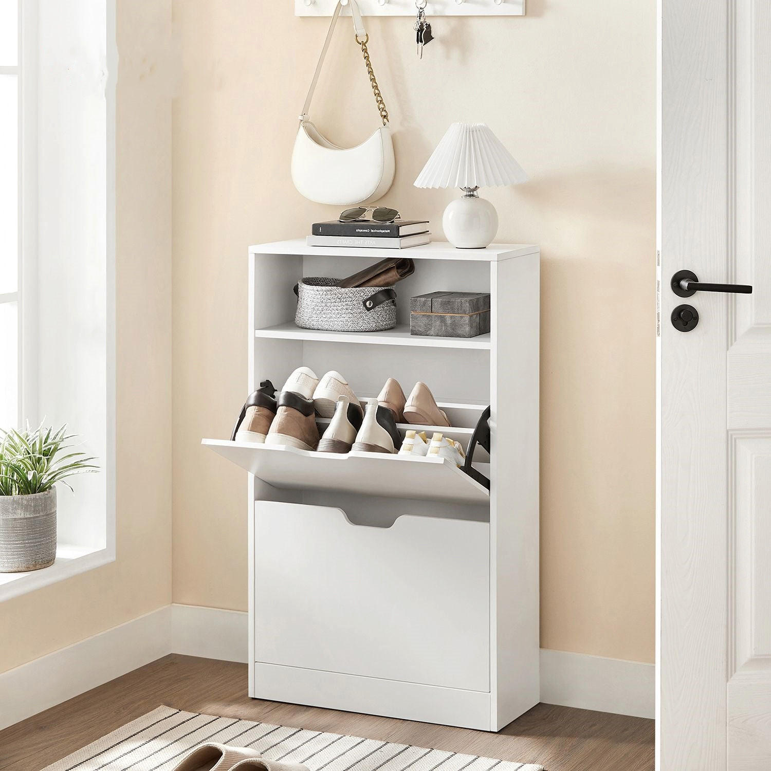 SCHUHSCHRANK SCHUHAUFBEWAHRUNG - Weiß, Holzwerkstoff (24/102/60cm) - Hansiro