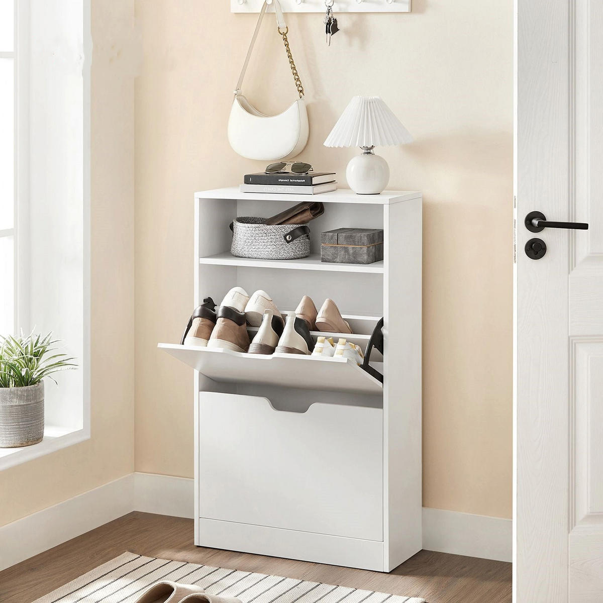 SCHUHSCHRANK SCHUHAUFBEWAHRUNG - Weiß, Holzwerkstoff (24/102/60cm) - Hansiro