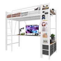 HOCHBETT 90/200 cm Weiß aus Metall mit Schreibtisch - Weiß, Metall (90/200cm) - OKMYHOME