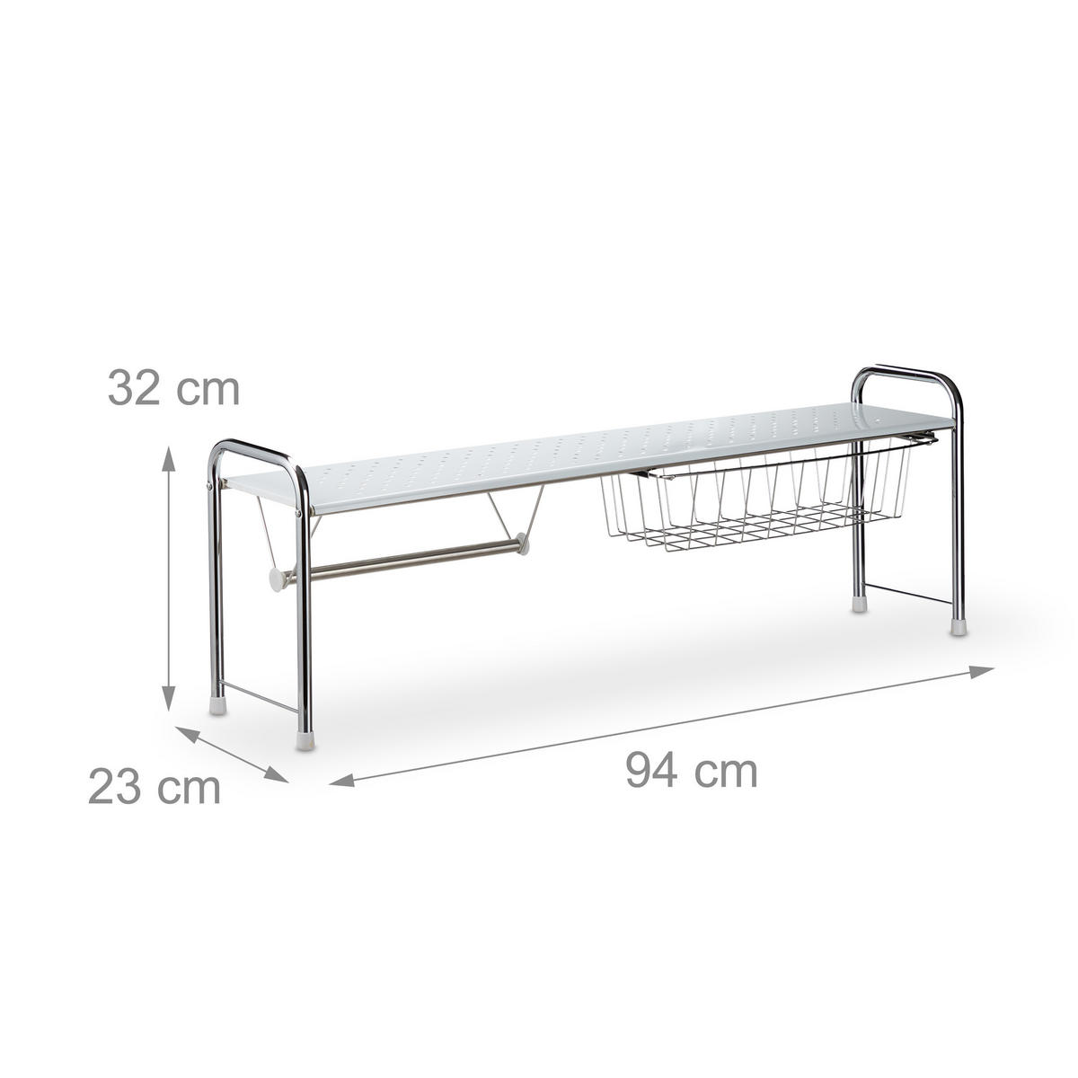 SPÜLBECKENREGAL - Silberfarben, Kunststoff/Metall (94/32/23cm) - Relaxdays