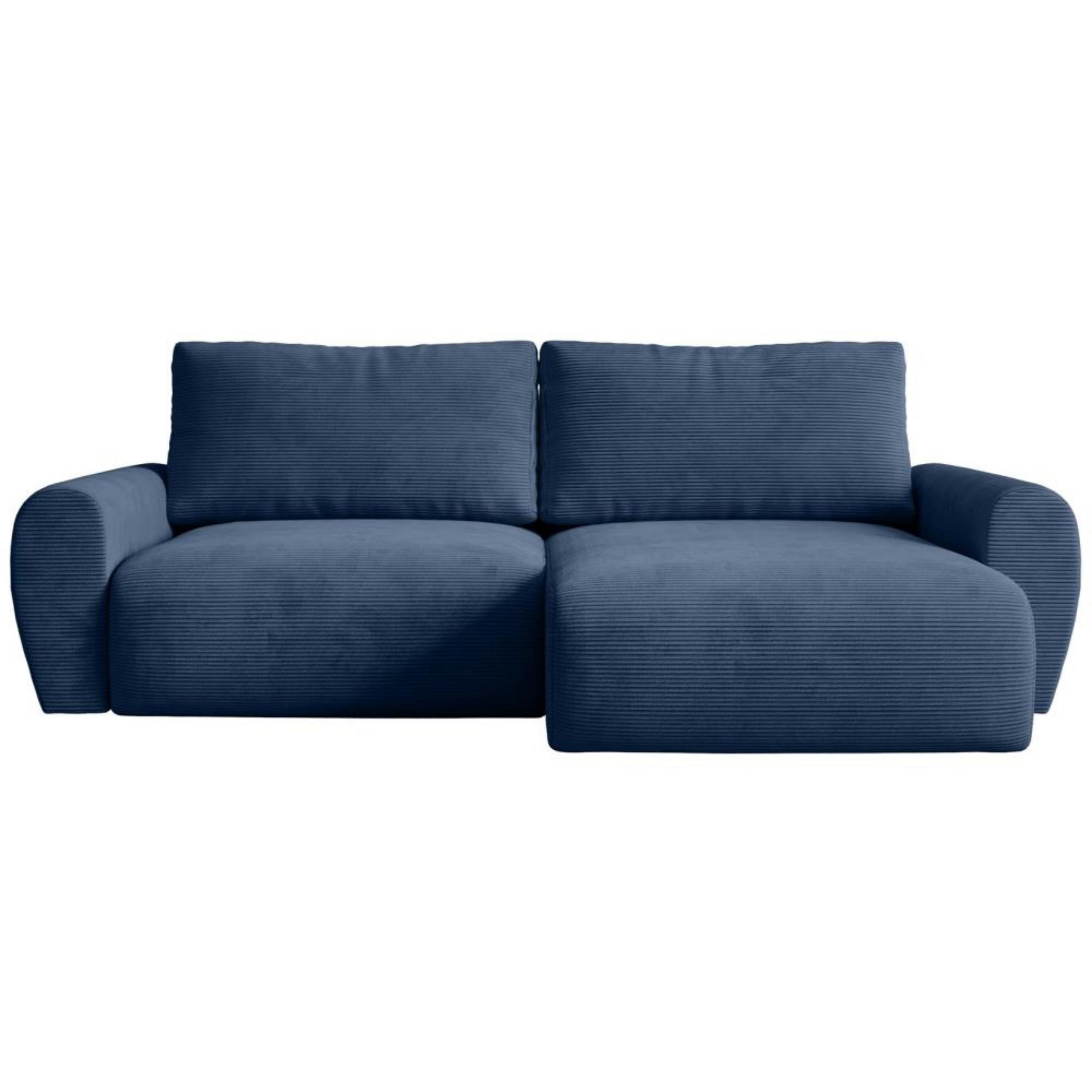 ECKSCHLAFSOFA Poss L dunkelblau rechts - Dunkelblau, Textil (253/153cm) - Beautysofa