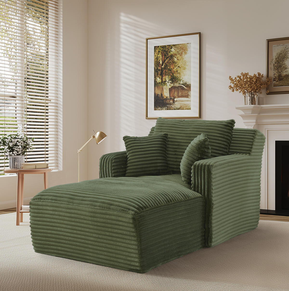 CHAISELONGUE 3-in-1 Cord Grün ohne Montage - Grün, Kunststoff (100/82/166cm) - Meubliv