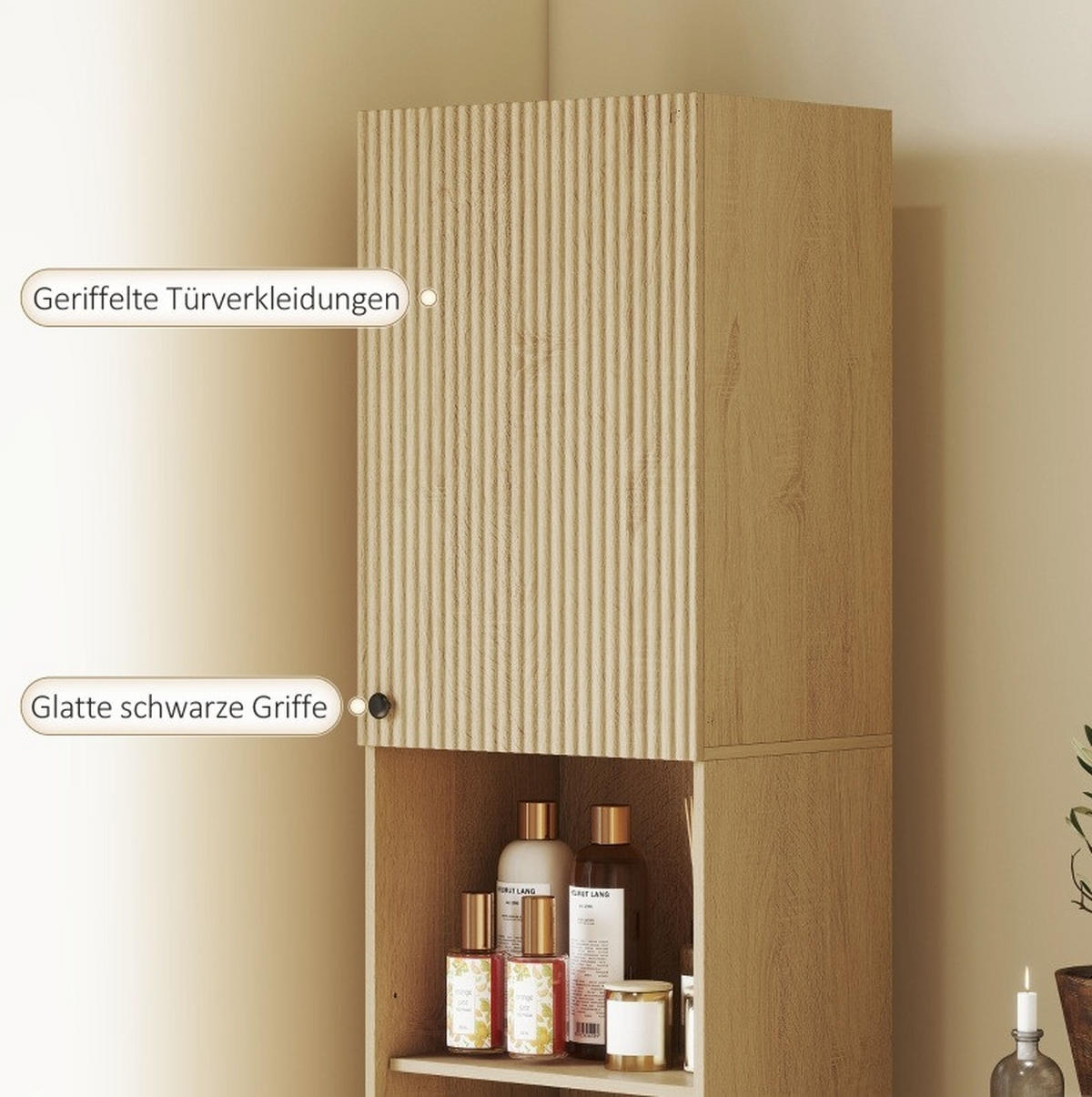 HOCHSCHRANK 40/31/182 cm aus Holz mit verstellbaren Einlegeböden Eichefarben - Eichefarben, Holzwerkstoff (40/182/31cm) - Modenvie