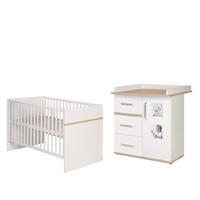 BABYZIMMER-SET Pia, mit schmaler Wickelkommode, 2-teilig - Weiß, Holzwerkstoff (76/81/142.5cm) - Roba