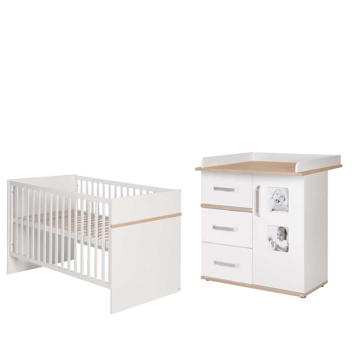 BABYZIMMER-SET Pia, mit schmaler Wickelkommode, 2-teilig - Weiß, Holzwerkstoff (76/81/142.5cm) - Roba