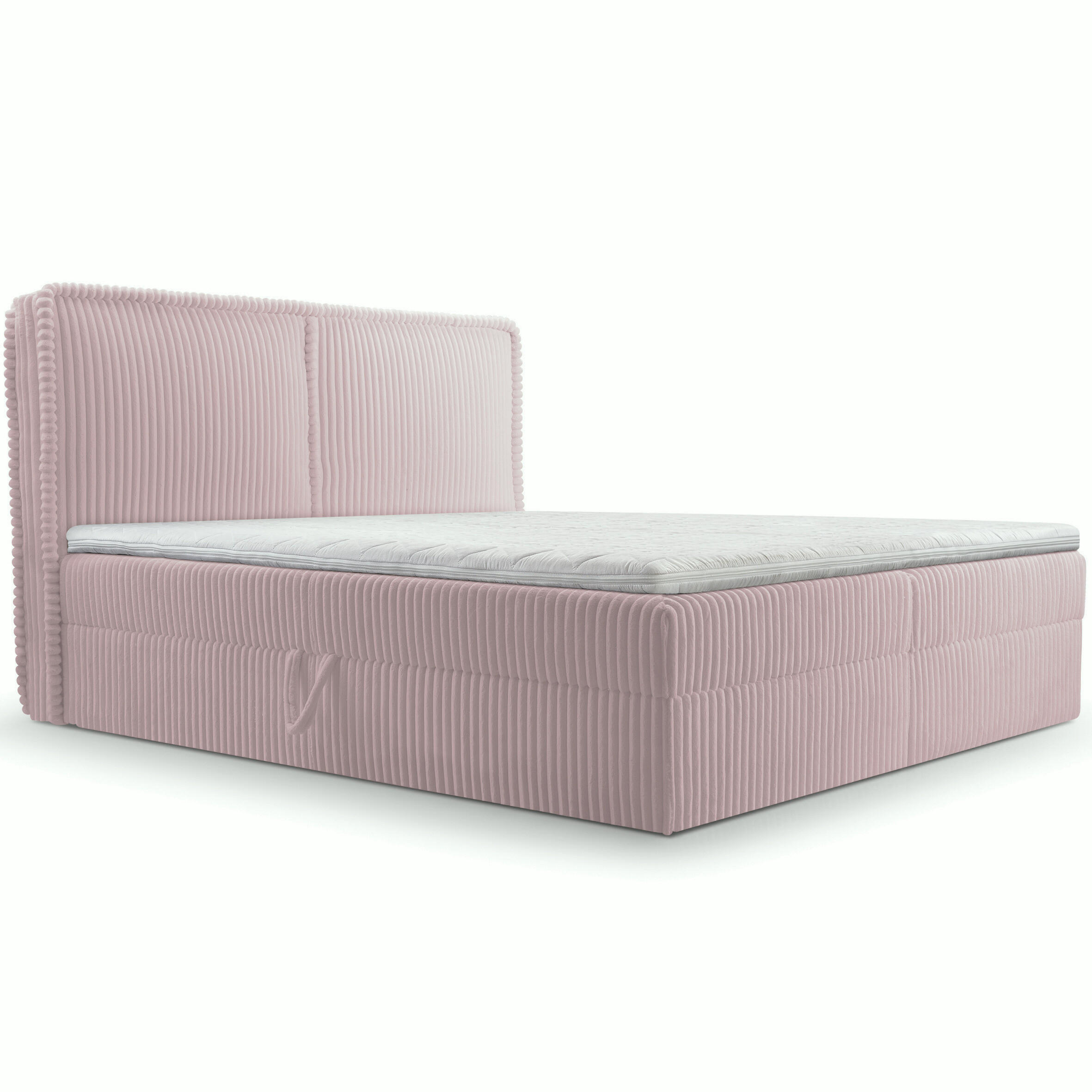 BOXBETT 04 180 x 200 cm - Ambience – Modernes Polsterbett mit Bettkasten, Topper und gepolstertem Kopfteil, Stoffbezug, Stauraumbett - Rosa, Holz (180/200cm) - ROYAL24_MARKT