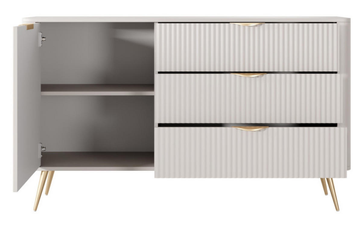KOMMODE Beige D3S Lena Mit Goldenen Beinen - Beige, Holzwerkstoff (138/81/38cm) - Sepro Meble